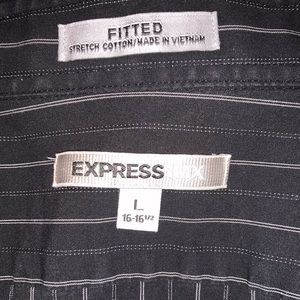 Express fitted stretch cotton dress shirt Men’s Large black pinstripe